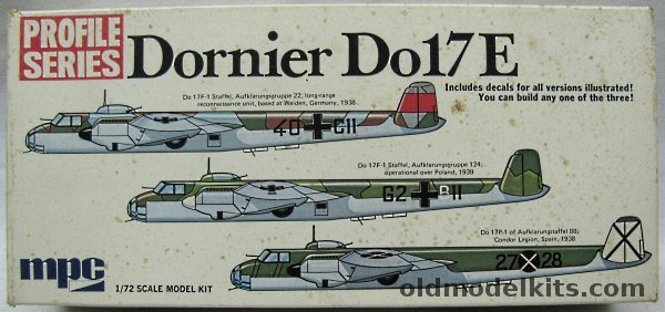 MPC 1/72 Dornier Do-17E  F-1 or P-1 - Luftwaffe or Condor Legion (Spain) - Profile Series, 2-1513-150 plastic model kit